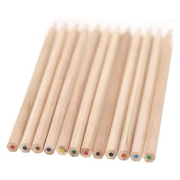 A collection of coloured pencils arranged in a row, featuring various vibrant colours at the tips.