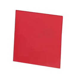 A red square product with a smooth surface and a slight sheen, featuring a logo.