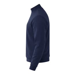 A navy blue Galaxy Hoodie, featuring a high collar and a fitted design, with a logo on the front.
