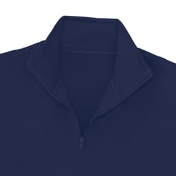 A navy blue zip-up Galaxy Hoodie featuring a high collar design and a small logo.