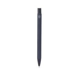 A navy blue pen with a sleek design and a small logo on the side.