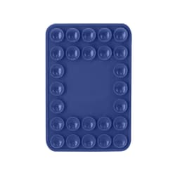 A navy blue silicone mould featuring circular cavities arranged in a rectangular shape. It has a branding logo.
