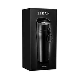 A black insulated cup in a sleek packaging with a silver keyring attachment and a logo.