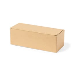 A rectangular brown cardboard box with a fold-over lid. It has no visible branding or designs.