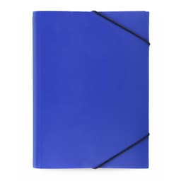 A blue compendium folder with an elastic closure, designed for organising documents and notes.