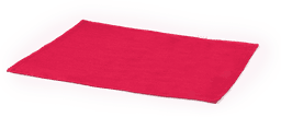 A red placemat featuring a simple rectangular design, ideal for home dining settings.
