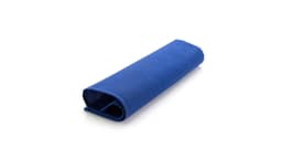 A blue placemat neatly rolled up, featuring a textured fabric. The item has a branding logo.