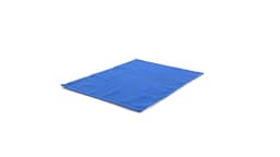 A blue placemat featuring a simple design and a soft texture, suitable for dining or decor.