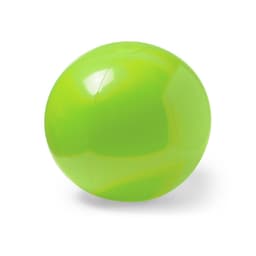 A bright green beach ball with a glossy finish, designed for leisure and outdoor activities.