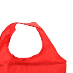 A red foldable bag with a large opening and handle, featuring a logo.