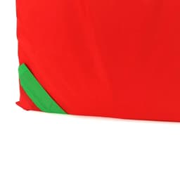 A red foldable bag with a green accent, featuring a logo or branding on its surface.