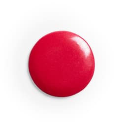 A red lapel pin with a glossy finish, featuring a smooth circular design.