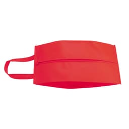 A red Recco Bag with a simple design and two handles, featuring a zipped compartment.