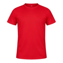 A red Tecnic Plus T-Shirt with a crew neckline and short sleeves, featuring a logo.
