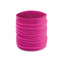 A bright pink scarf with a textured, gathered design and no visible branding.