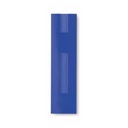 A blue pen pouch with a transparent window, featuring a logo. Ideal for holding pens or writing instruments.