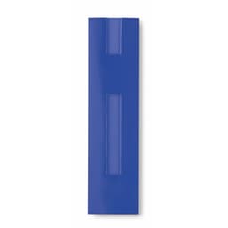 A blue pen pouch with a transparent section, featuring a logo design. Suitable for holding pens.