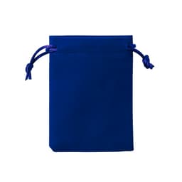 A solid blue drawstring bag with a smooth finish and matching pull cords, featuring no visible branding.