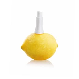 A yellow lemon with a white spray nozzle attached, resembling a vaporizer for home use.