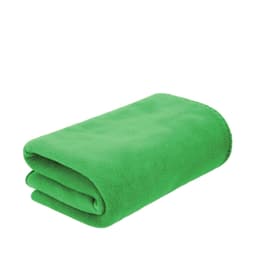 A green Menex blanket, neatly folded, features a soft texture and a smooth finish. It has a subtle logo.