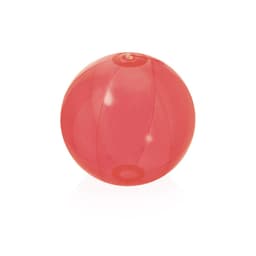 A bright red inflatable ball with a glossy finish, designed for leisure and outdoor activities.