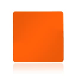 An orange rectangular magnet with a smooth finish and a glossy surface.