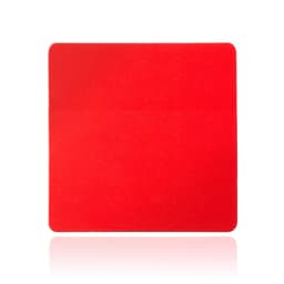 A red magnet with a smooth surface and square shape, featuring a glossy finish.