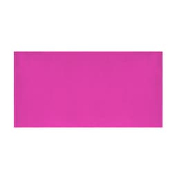 A bright pink gym towel with a smooth texture and a logo in one corner.