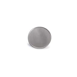 A silver lapel pin with a smooth, reflective surface and no visible design elements.