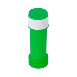 A green novelty drink bottle with a white cap, featuring a simple design and a logo on the body.