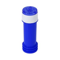 A blue drink bottle with a white lid, featuring a logo on the side. 