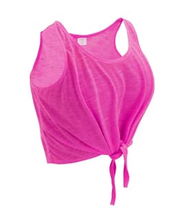 A pink Slem women's T-shirt with a knot tie at the front. The fabric appears soft and slightly textured.