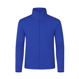 A blue Klusten Jacket with a full zip and standing collar, featuring side pockets and a logo.