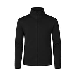 A black Klusten Jacket featuring a zip front and two side pockets. The jacket has a high collar and is plain in design.