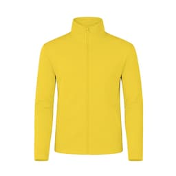 A yellow Klusten jacket with a zip-up front and a high collar. It has two side pockets and features a logo.