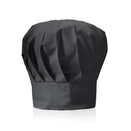 A black chef hat with pleated design, suitable for culinary uniforms. Features a solid band at the base.