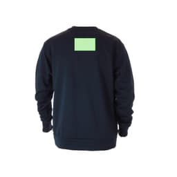 A navy technical sweatshirt with long sleeves and a logo on the back. Suitable for casual wear.