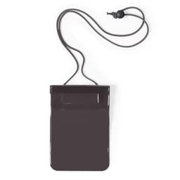 A dark grey dry bag with a corded strap and adjustable toggle, featuring a simple, sleek design.