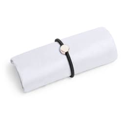 A folded white Conel Foldable Bag secured with a black elastic band and a circular clasp. Features a logo.