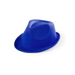 A blue kids' hat with a textured design, featuring a classic fedora shape and a discreet logo.