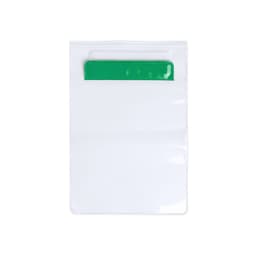 A white dry bag with a green top closure and a logo at the top.