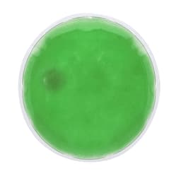 A round, green drink container with a clear rim. The contents appear smooth and uniform in texture.