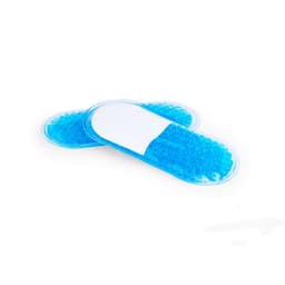 A blue gel pack with small beads, featuring a transparent edge and a flat design, suitable for cold or heat therapy.