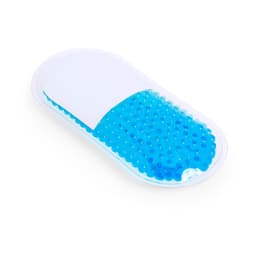 A blue gel pack in a clear plastic casing, designed for health and personal care use.
