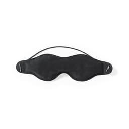 A black sleep eye mask with a contoured design and adjustable straps. It has a soft texture for comfort.