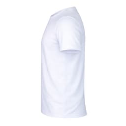A white Krusly T-Shirt displayed from the side, featuring short sleeves and a simple design.
