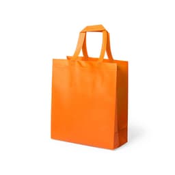 An orange reusable bag with two sturdy handles, featuring a simple design and no visible branding.