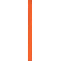 An orange polyester strip with a smooth texture. It has a branding logo on one side.