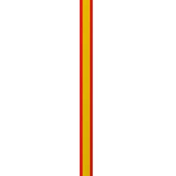 A long polyester strip in red and yellow, featuring a simple design with a logo at one end.