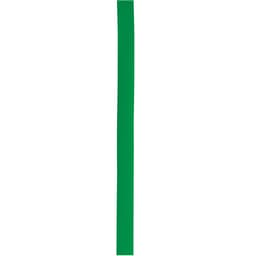 A green polyester strip, featuring a logo, suitable for various clothing accessories.